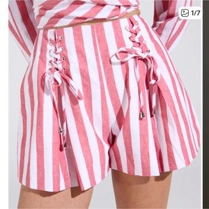 Akira girl bye Striped Pink Lace-Up Women Shorts